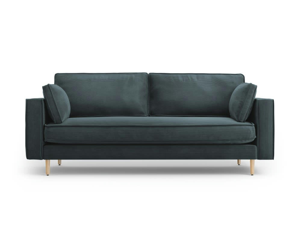 ALEXIS - Canapé 3 places en tissu structuré bleu