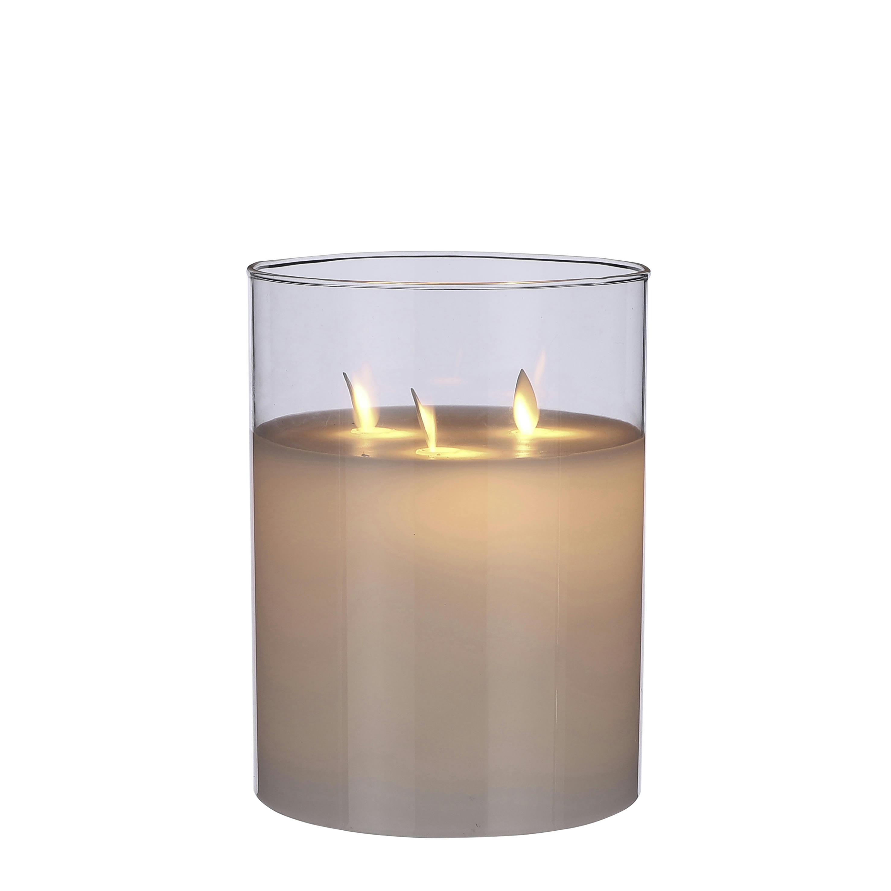 - Bougie led en verre et cire transparant H20