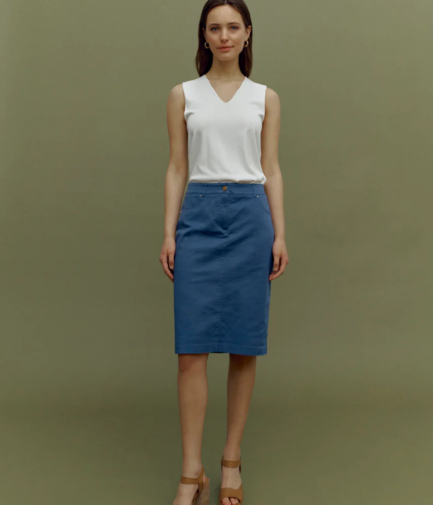 Jupe droite en coton stretch JILO/85333/302