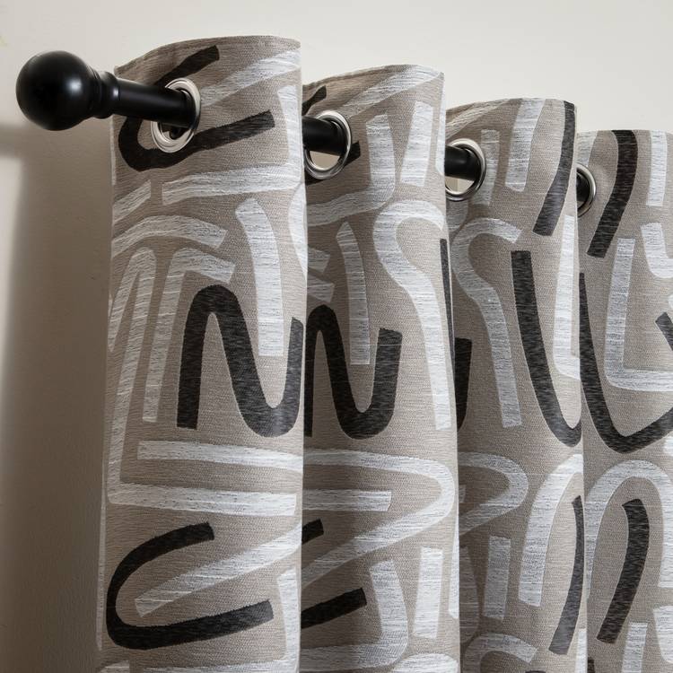 Habitat Abstract Jacquard Curtains - Natural - 117x137cm