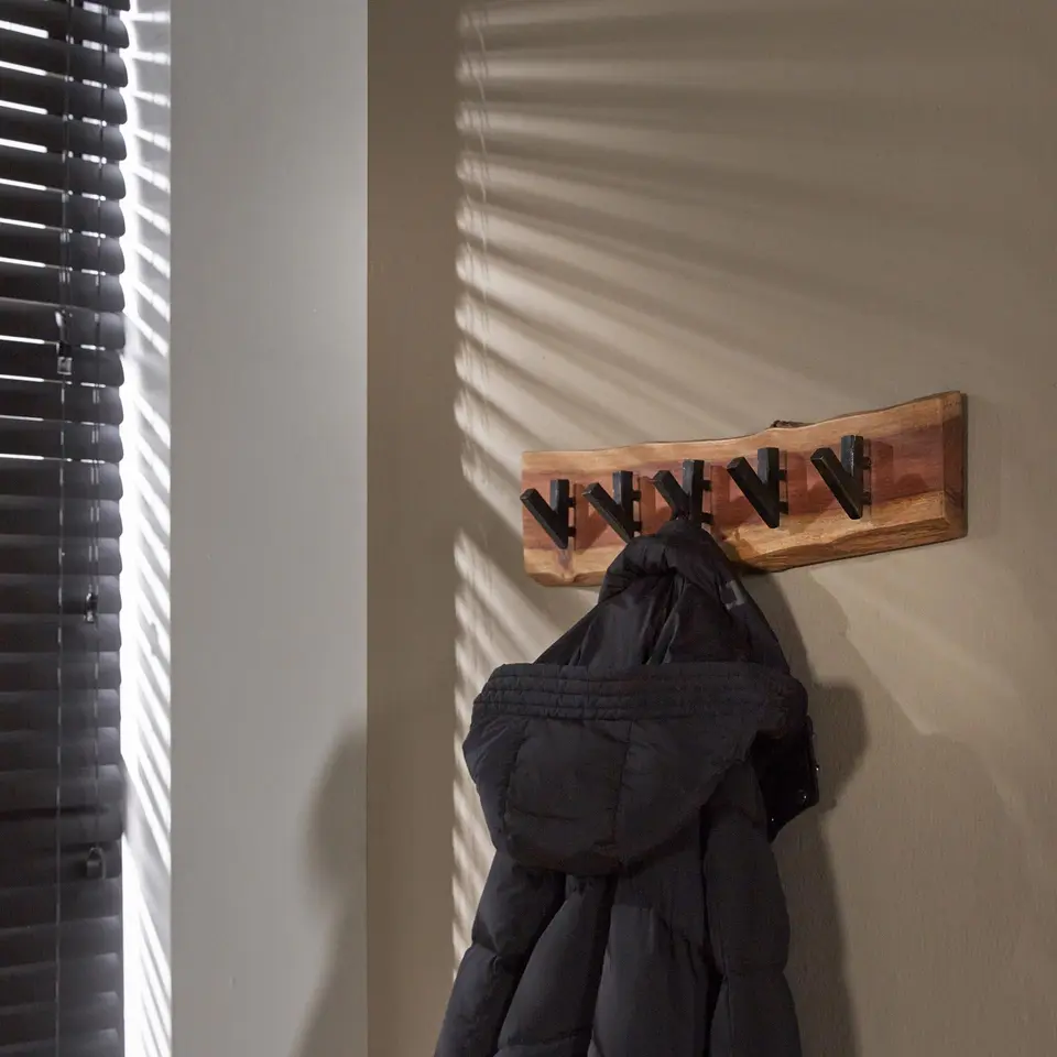 Industri?le kapstok Levi massief hout 5 haken horizontaal 9x60x15 cm Hout