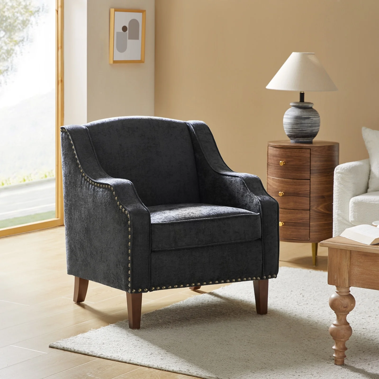 Lucretius Armchair with Nailhead Trim by HULALA HOME