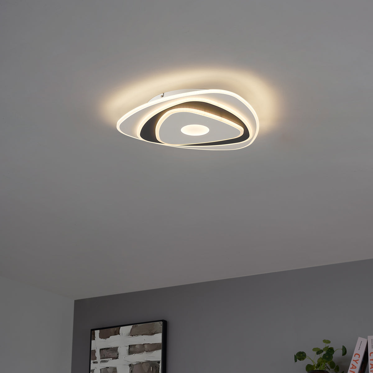 QAZQA Design plafondlamp wit met donkergrijs organisch incl. LED