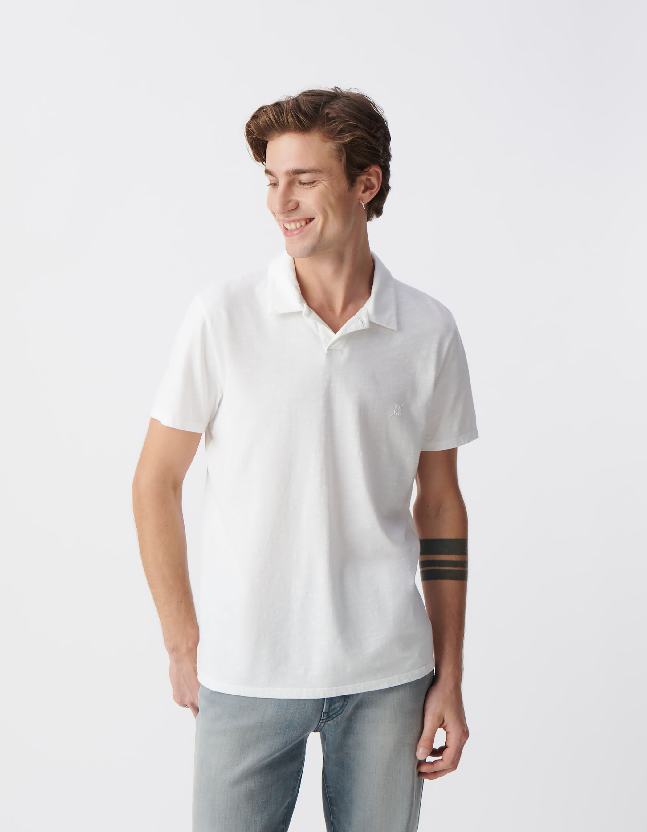 Polo blanc L'Essentiel coton bio flammé Homme