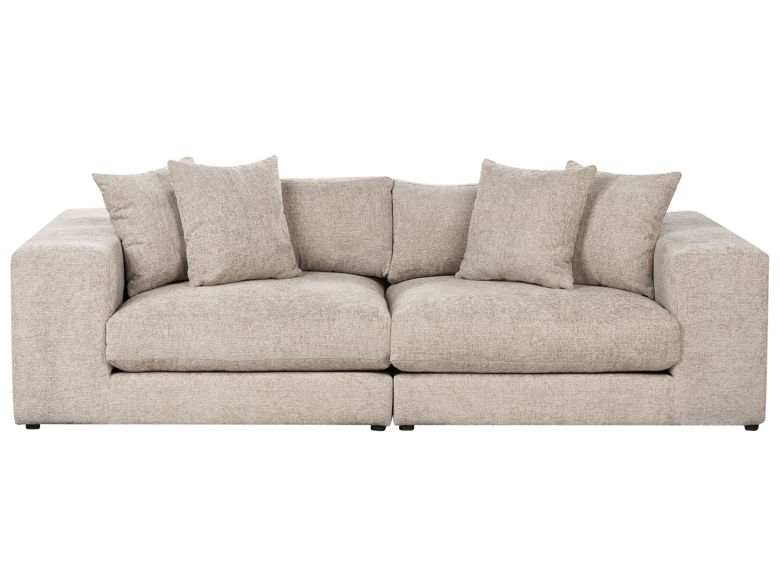 Sofa trzyosobowa poduszki beżowoszara