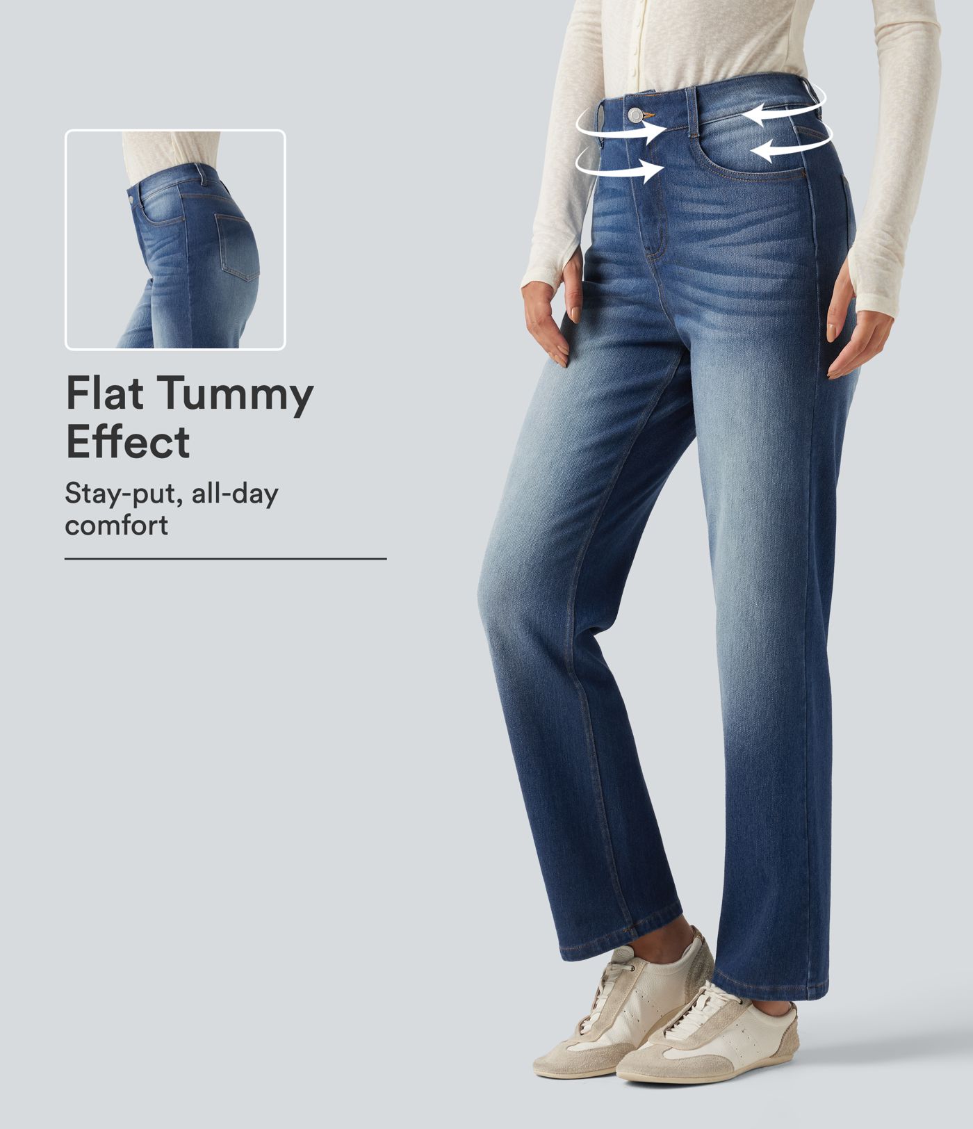 Jean droit Halara Flex™ taille haute gainant délavé avec poches