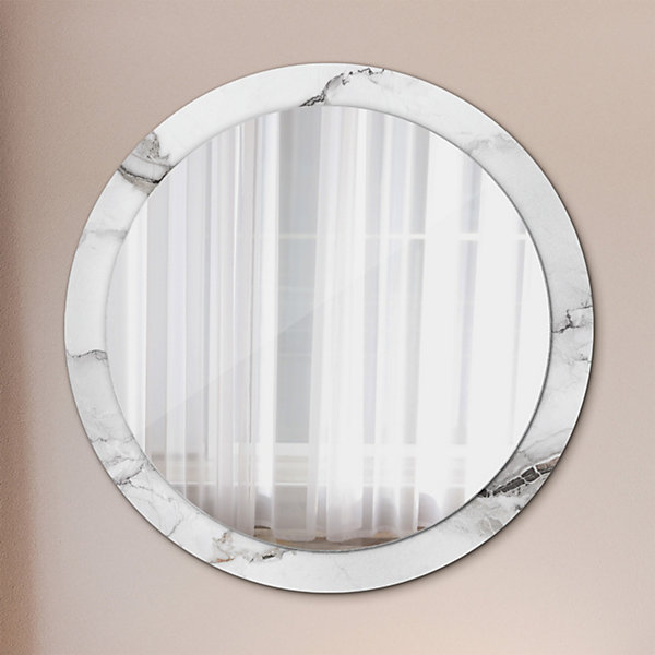 Miroir Circulaire avec Cadre Imprimé Décoratif Tulup 90 cm - 76 cm Marbre Blanc
