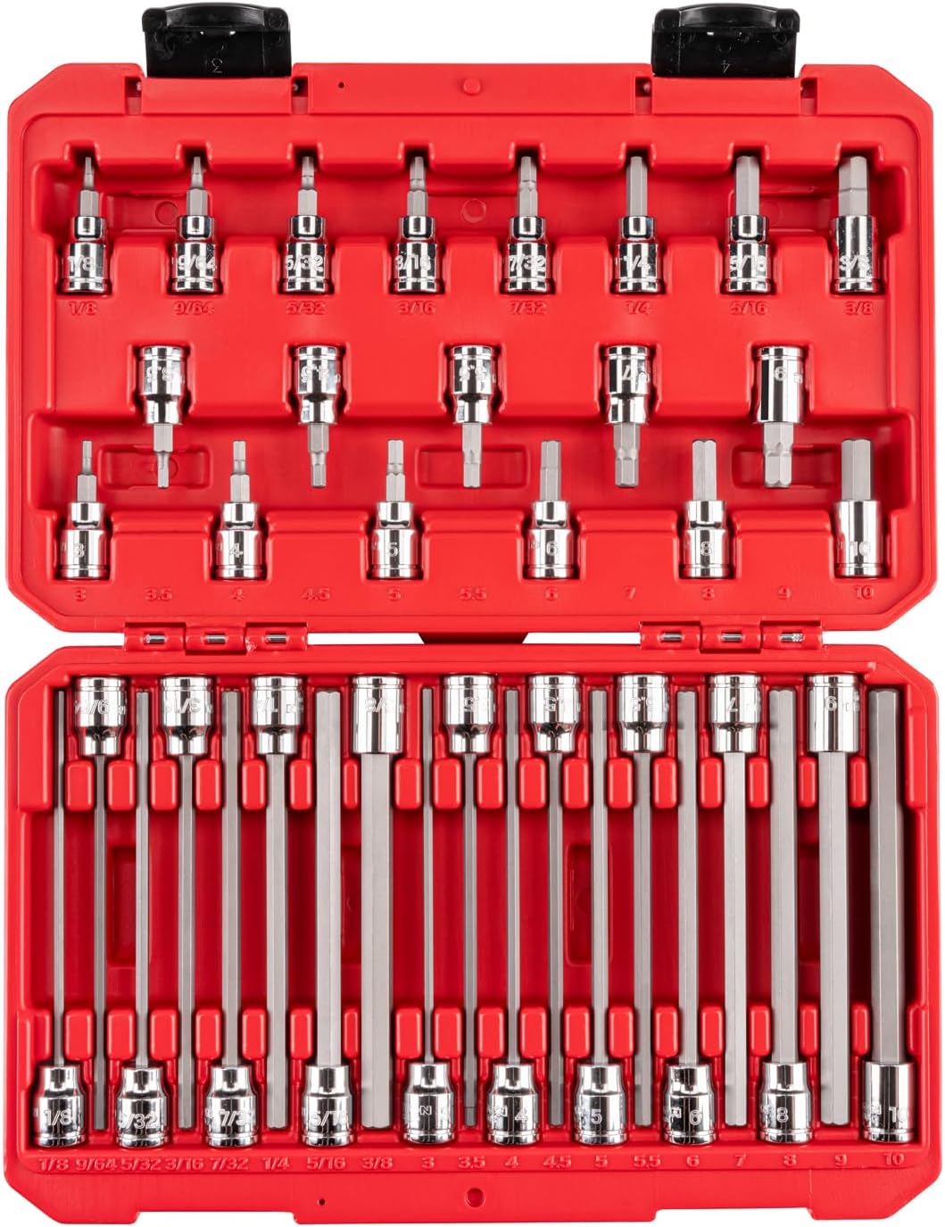TEKTON 3/8 Inch Drive Hex Bit Socket Set with Case, 38-Piece (1/8-3/8 in., 3-10 mm) | SHB91316