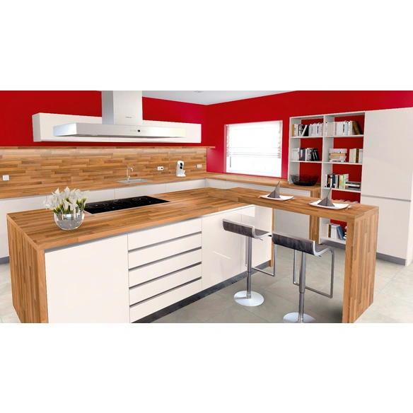 Arbeitsplatte, Dekor Nussbaum Butcherblock Hell, Stärke: 39 mm