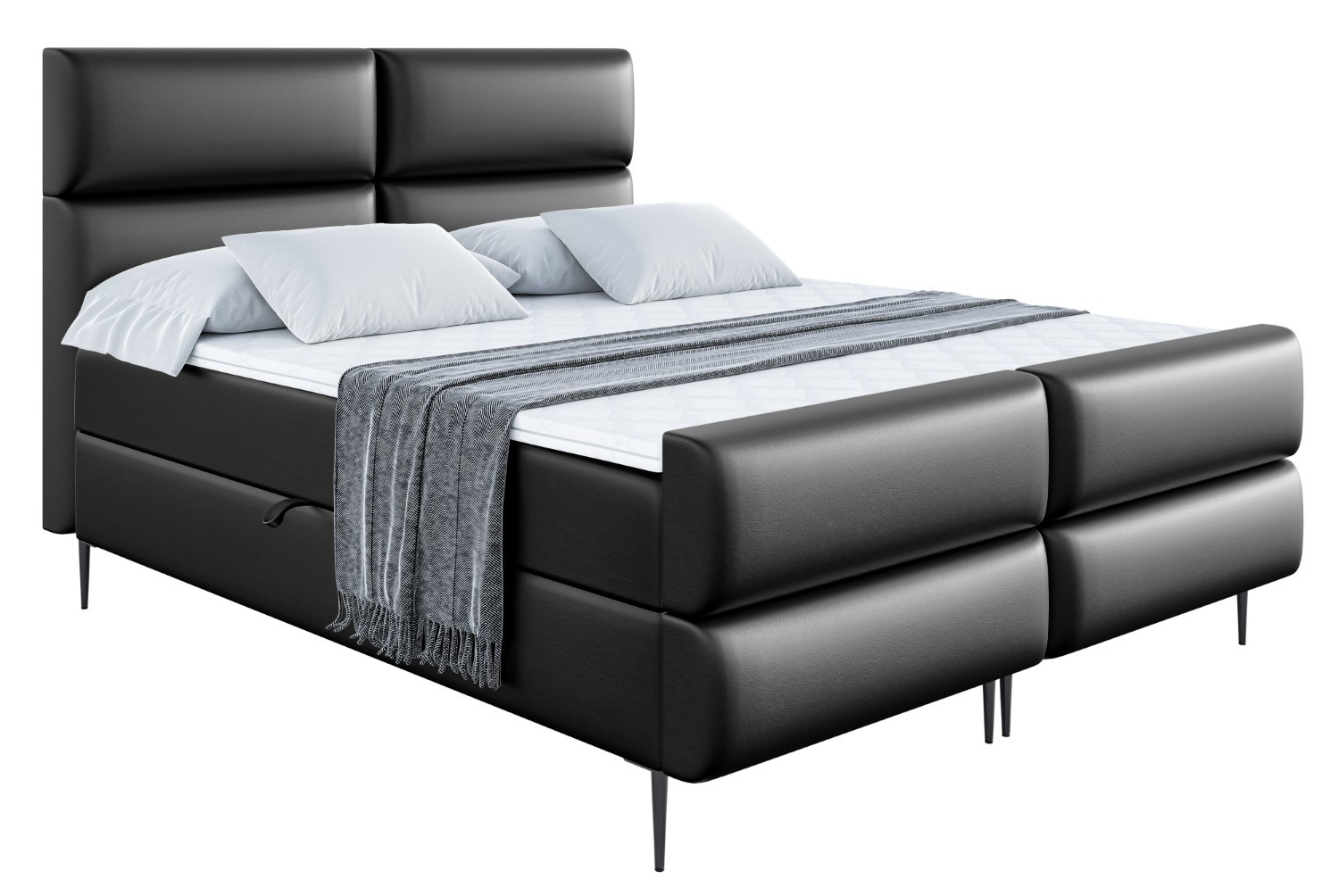 Łóżko kontynentalne - pojemnik, materac, nóżki BOXI3-FC-Z 120x200 cm