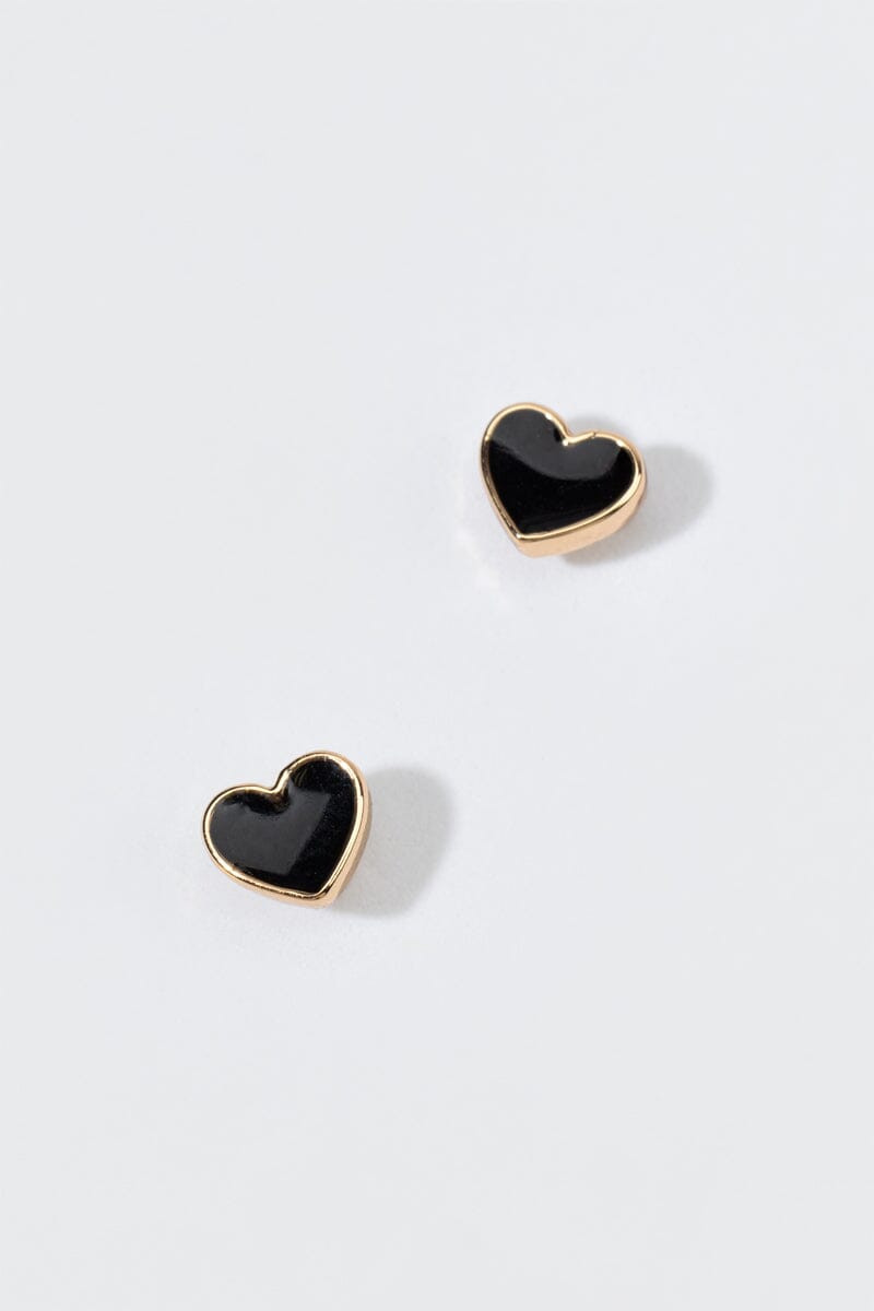 Hello Franki Black Heart Stud Earrings for girls