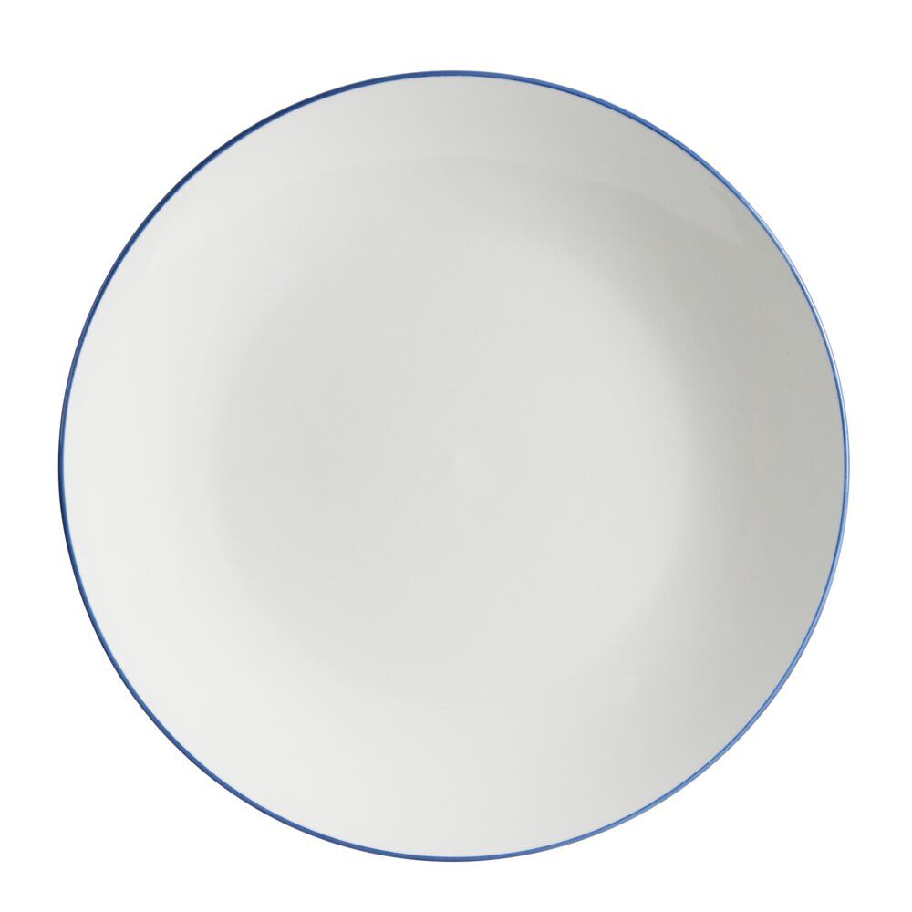 Assiette plate porcelaine blanc liseré bleu foncé Ø26,5cm