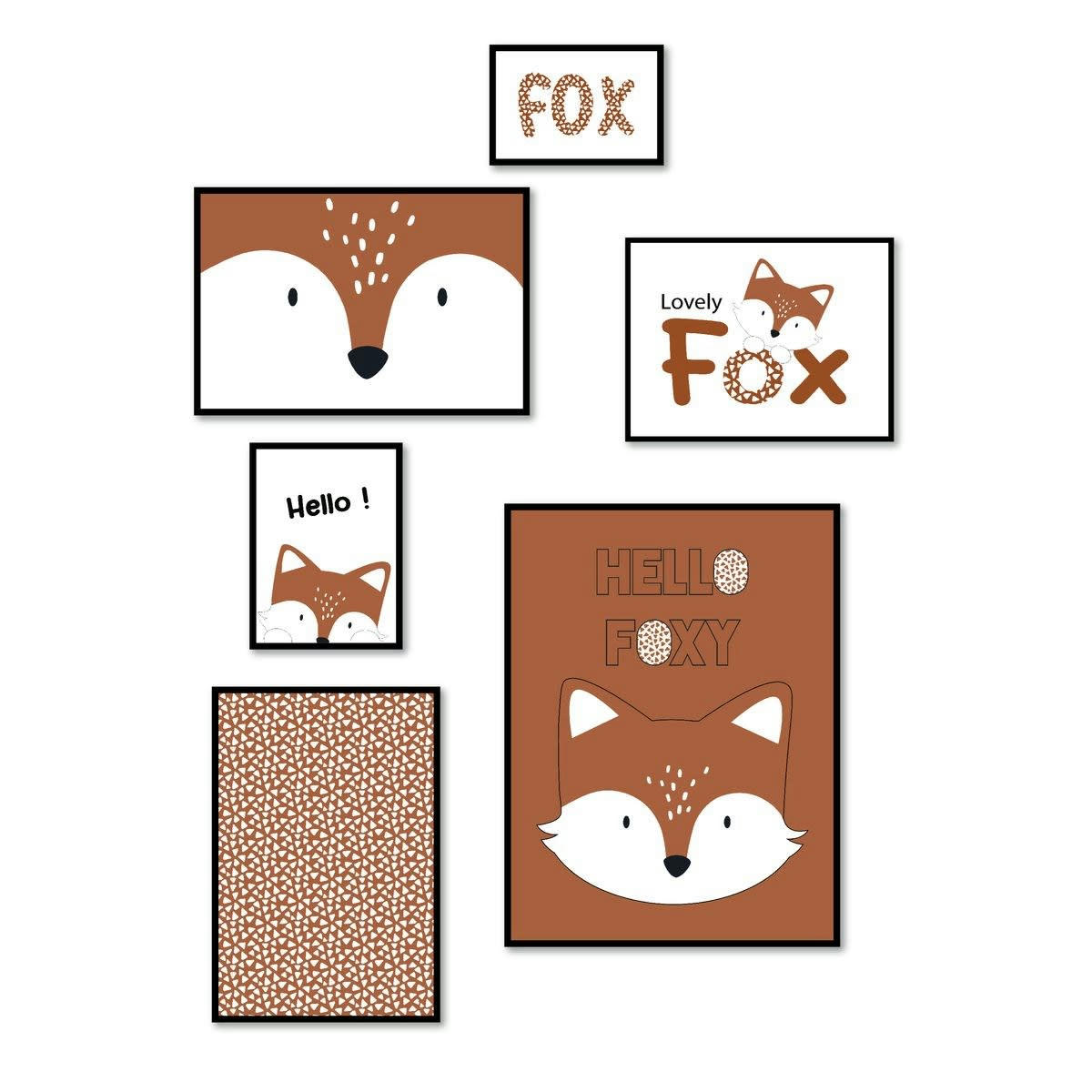 FUNNY RENARD - Lot 6 de cadres photos en bois noir 45x35x21