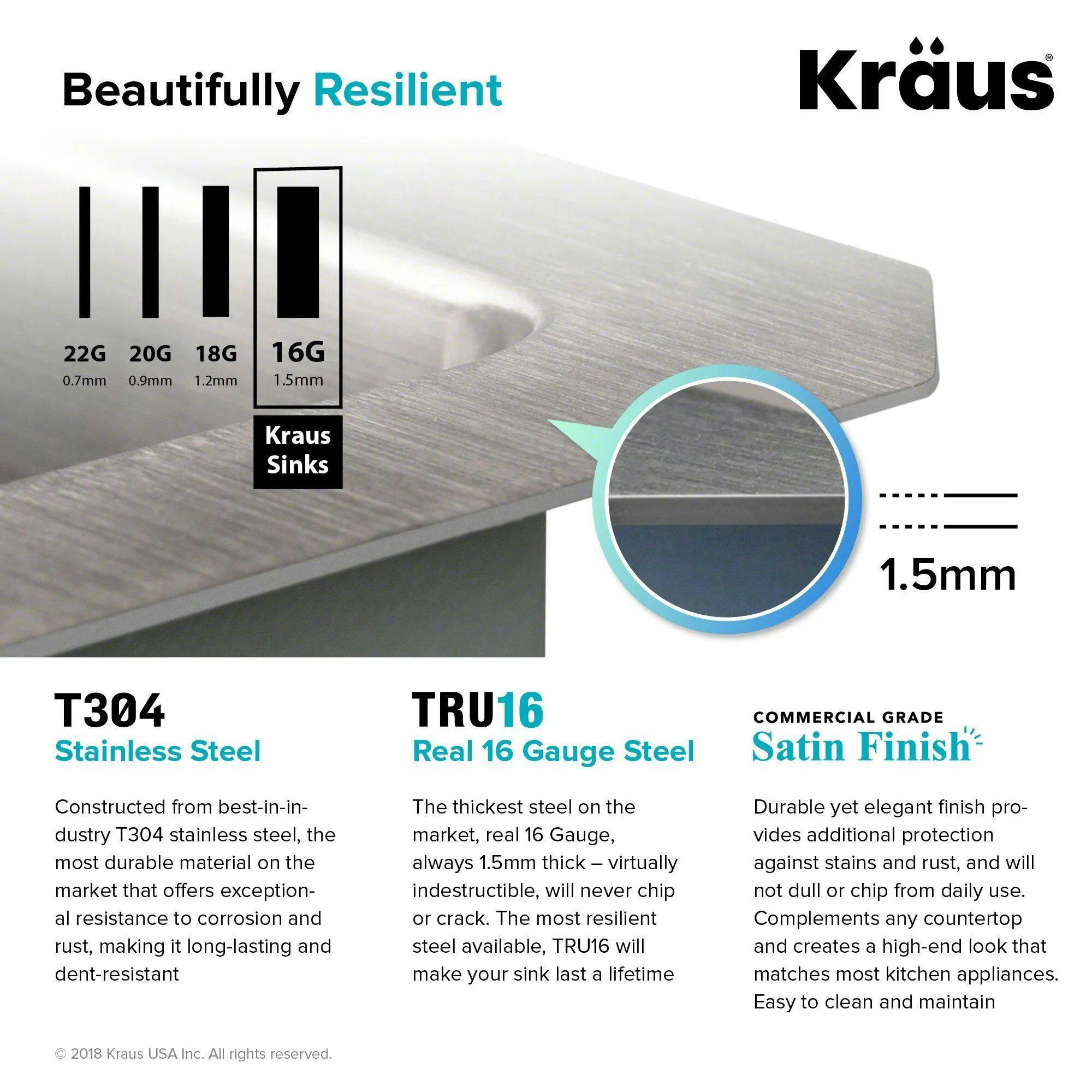 Kraus Standard PRO™ Undermount Stainless Steel Double Bowl 60/40 Kitchen Sink, 33x19x10-in