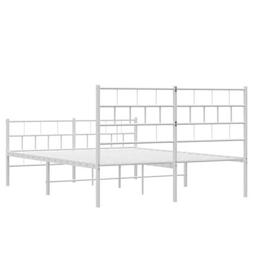 NNEVL Metal Bed Frame with Headboard and Footboard White 150x200 cm
