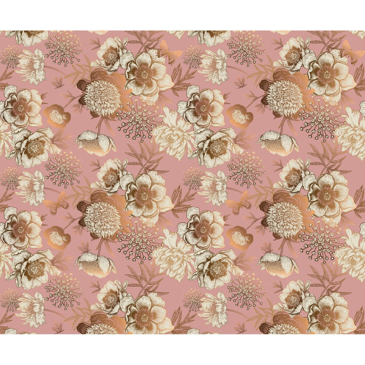 MADELEINE - Papier peint panoramique motif floral Rose 336x280cm