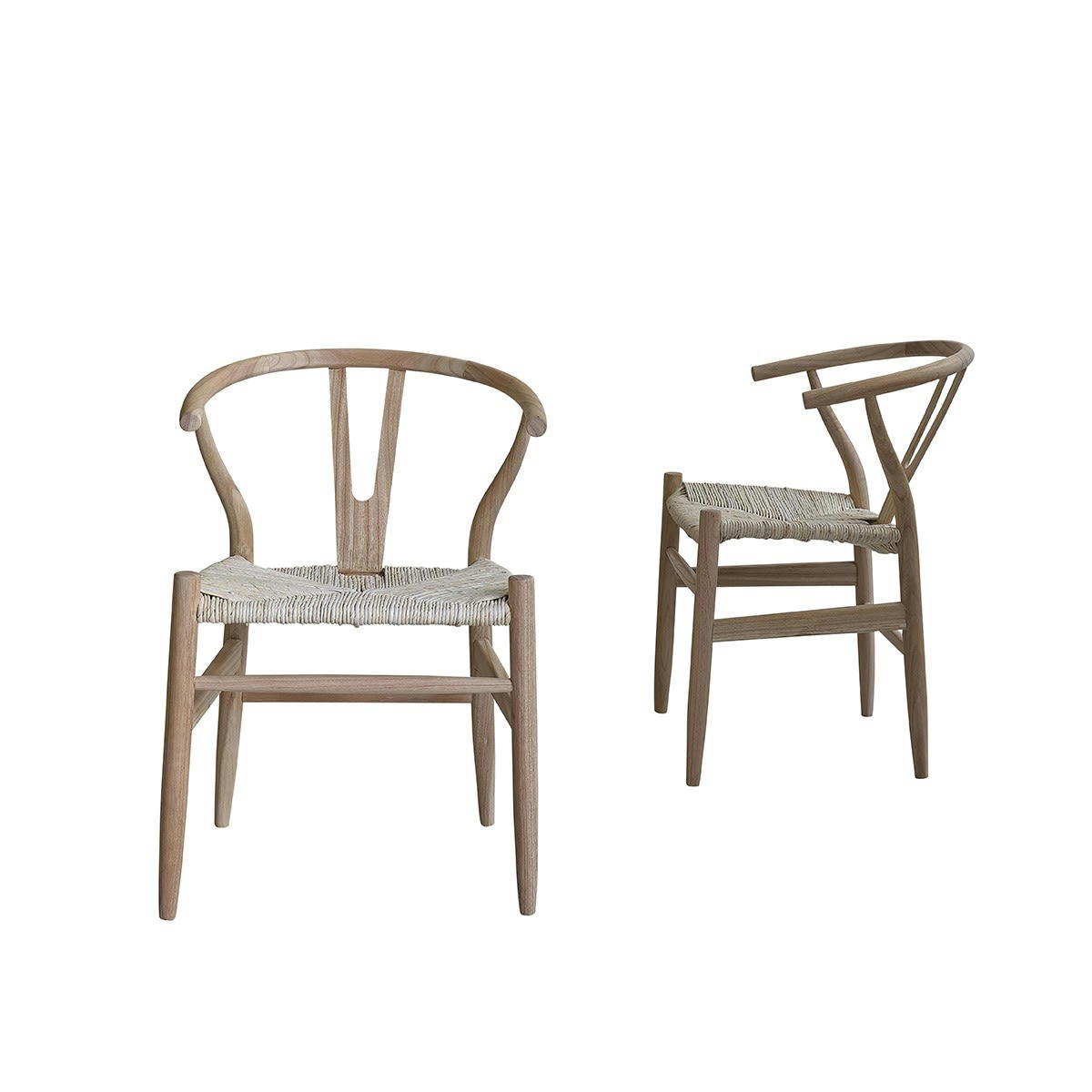 - Lot de 2 chaises en mindi massif assise tisssée