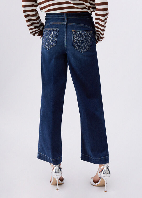 Jeans flare con strass