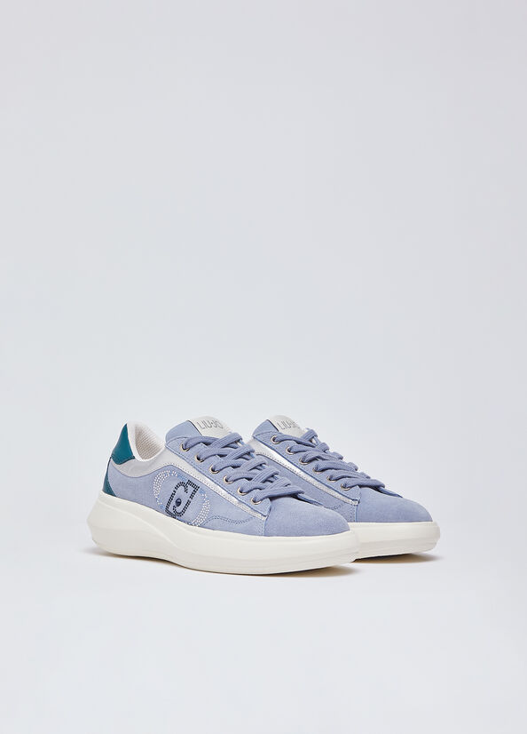 Sneakers in suede con strass