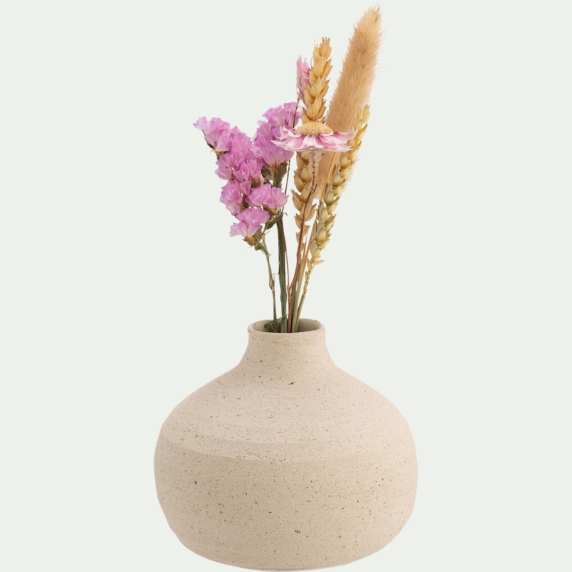 GERANI - Petit vase en grès H10cm - beige