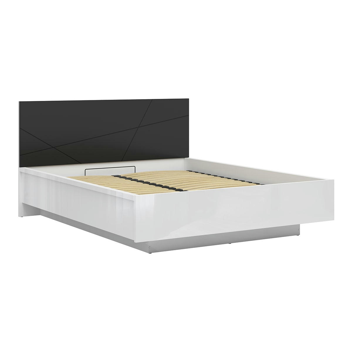- Lit coffre 160x200 sommier inclus noir et blanc