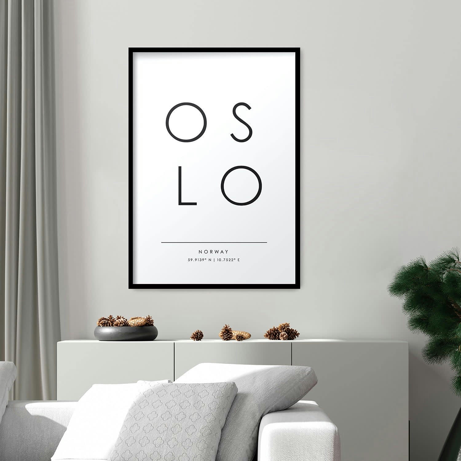 CIUDADES - Affiche avec cadre noir - Oslo - 50x70