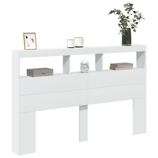 NNEVL Headboard Cabinet with LED White 160x17x102 cm
