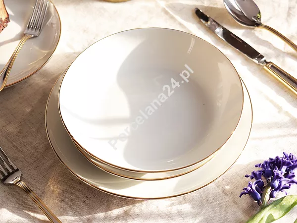 Komplet talerzy na 6 osób (18 el.) Chodzież - City Gold Cream