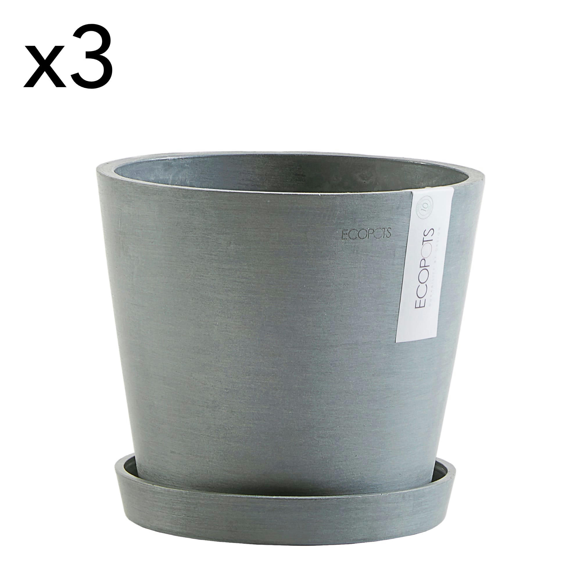 AMSTERDAM - Pots de fleurs avec soucoupe noir D20 - lot de 3
