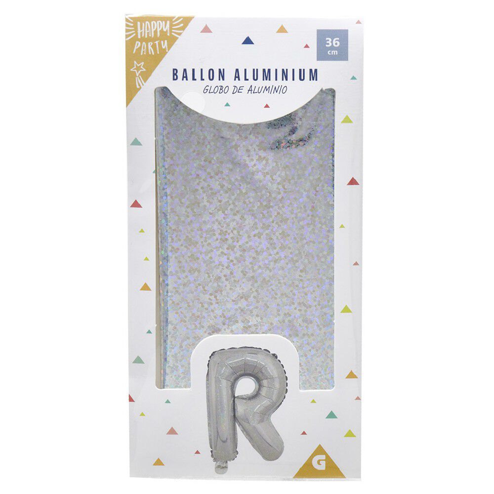 Ballon forme lettre R aluminium (2 modèles argenté ou doré)