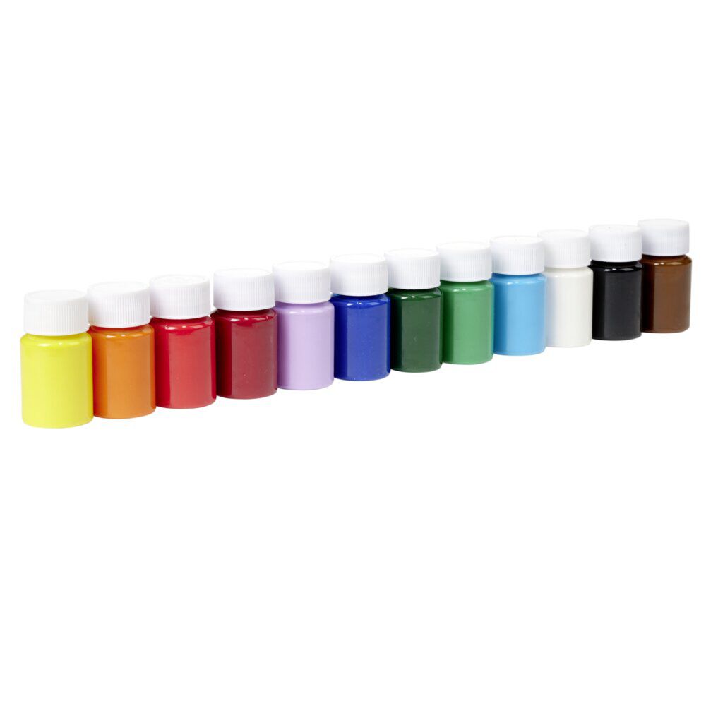 Peinture acrylique en pot pour tissu 20ml - 12 pièces