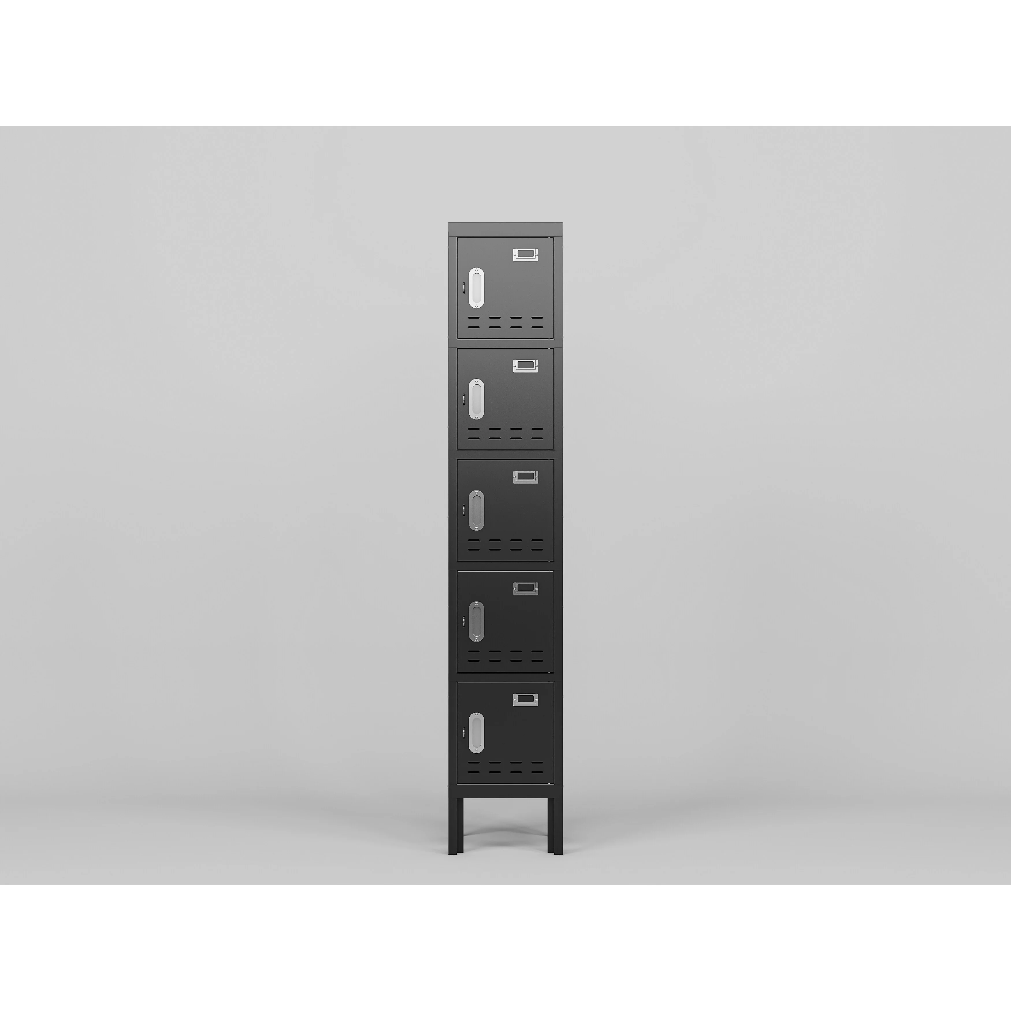5 Door Tall Single Shelf Metal Storage Cabinet - Vintage Style Storage Cabinet - Industrial Furniture