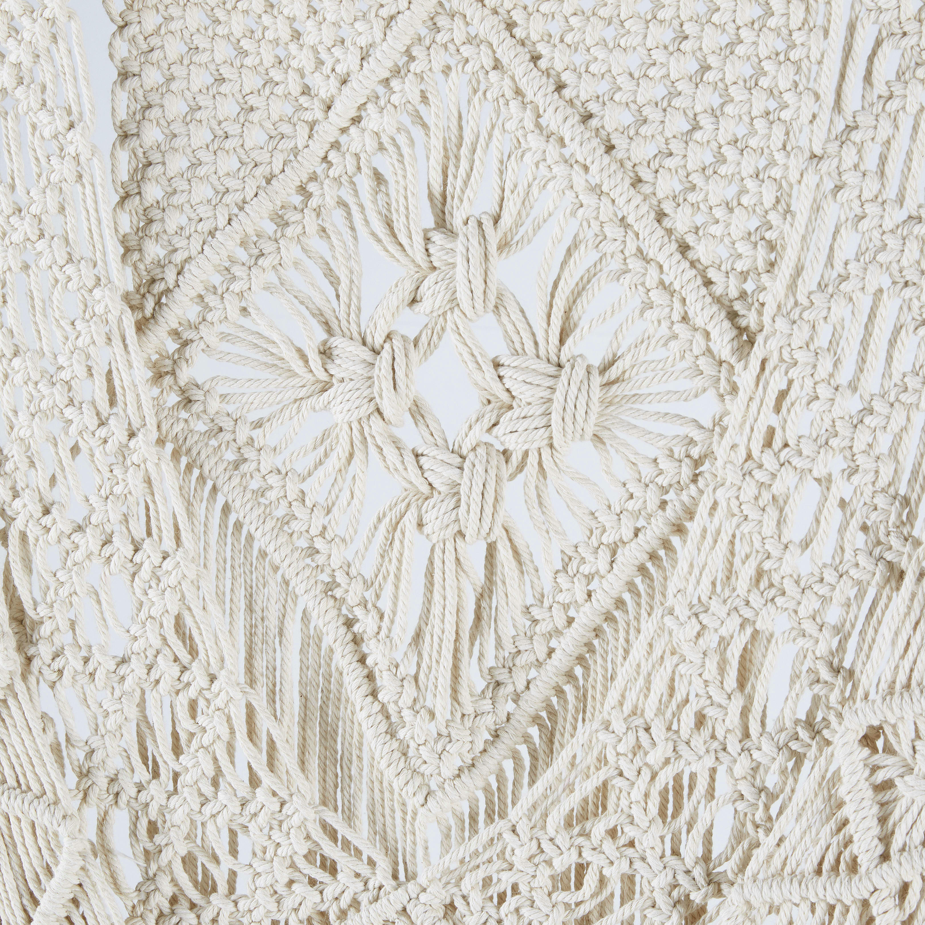 MAUNA - Déco murale en coton macramé écru et peuplier 132x205