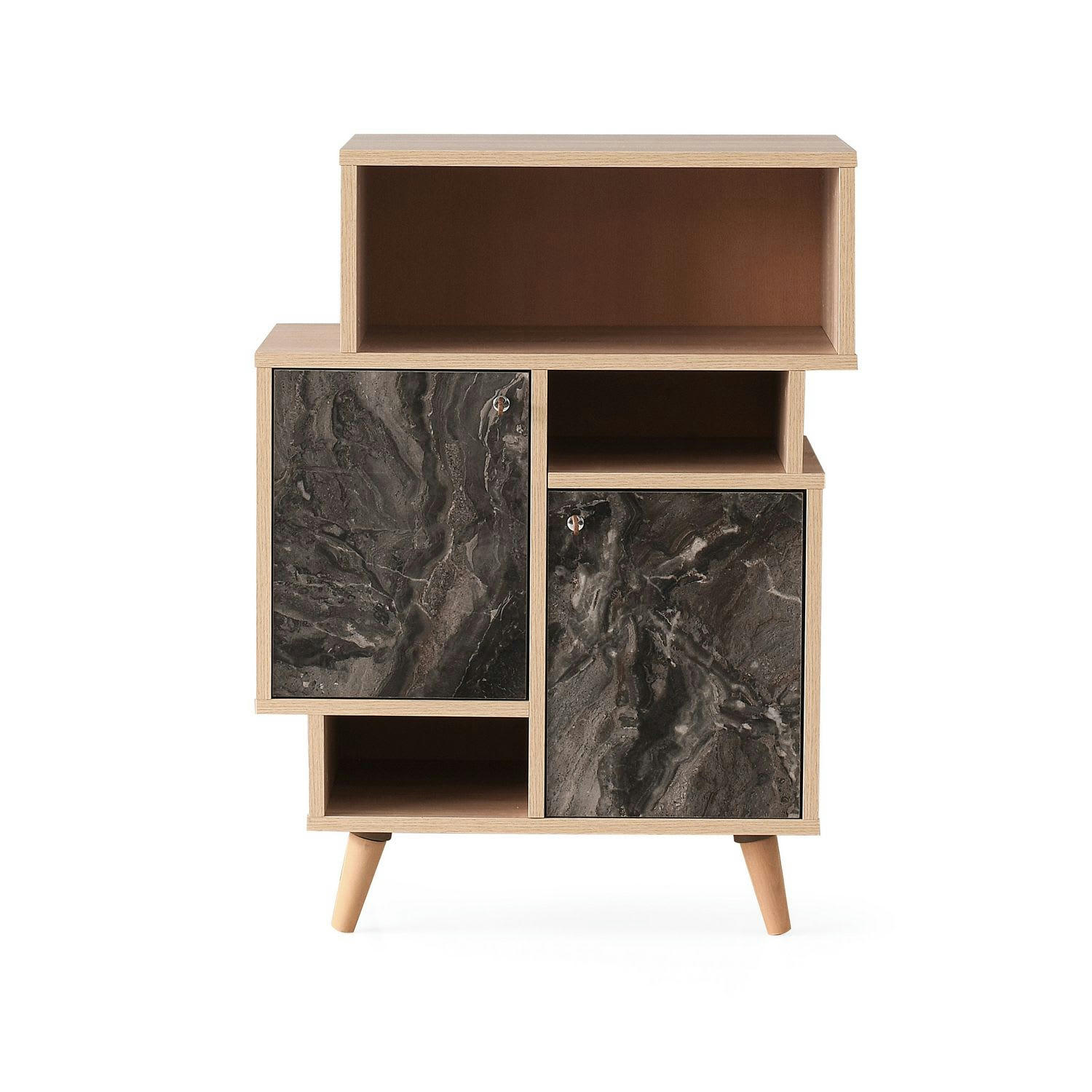 IZMIR - Etagère bibliothèque design marbré L. 70 x H. 90 cm gris