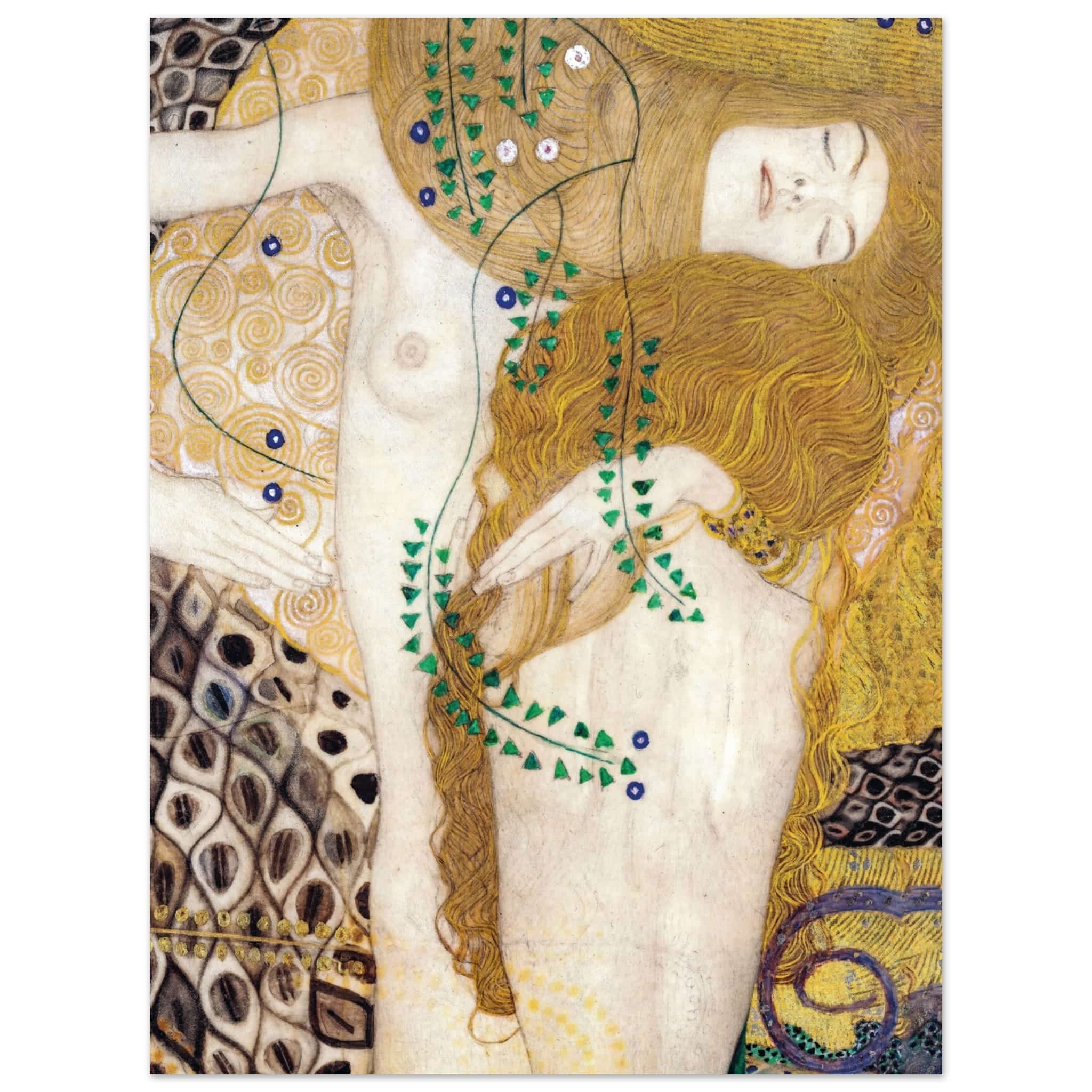 Artfulprints Poster Gustav Klimt - Water snakes  - 30x40 cm - Geel
