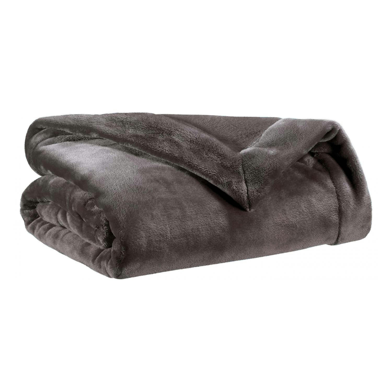 TENDER - Plaid  en polyester asphalte 150 x 200