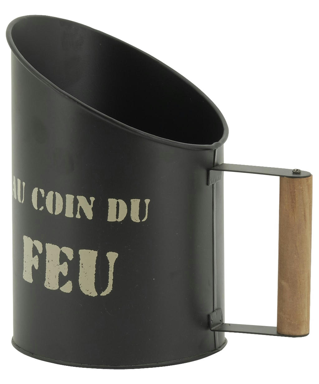 - Pelle à pellets en métal métal noir au coin du feu