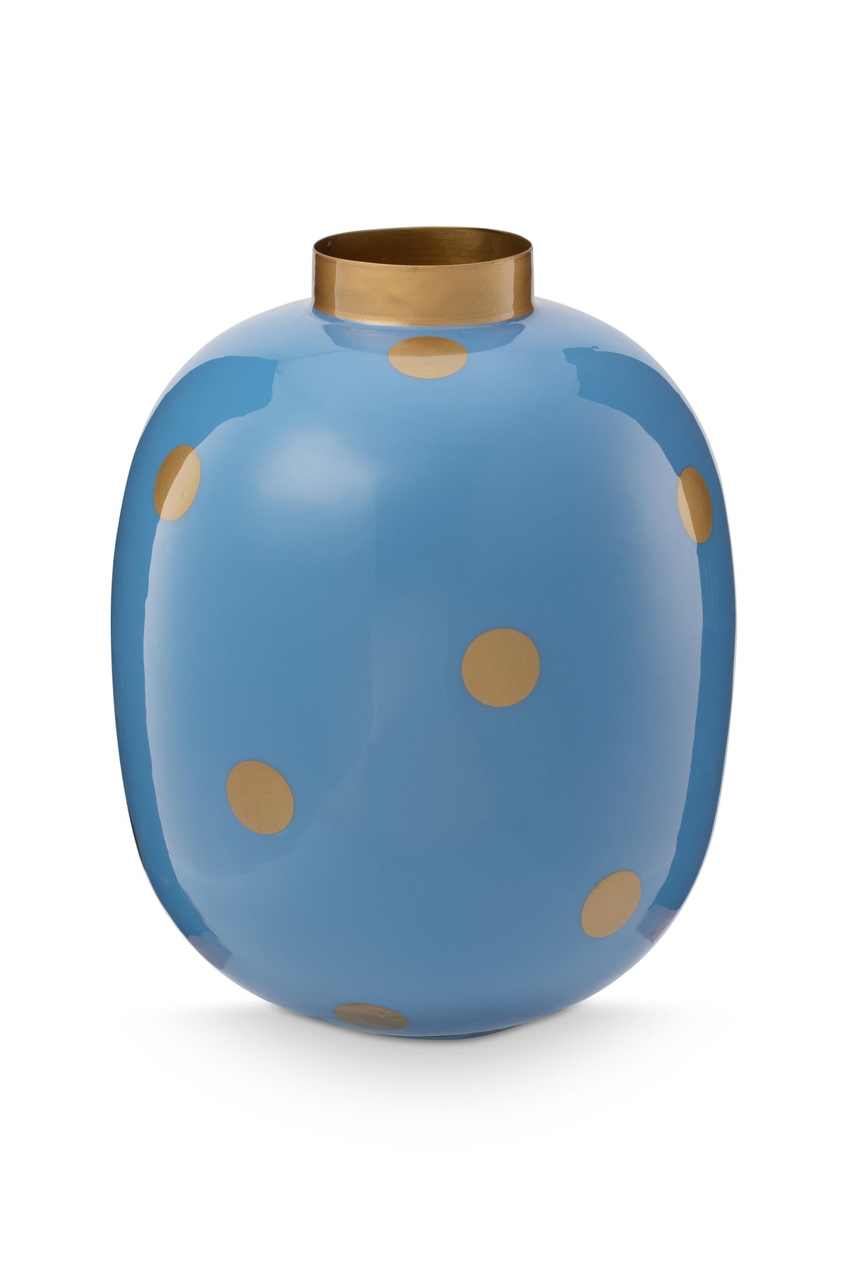 Pip Studio Vaas Dots - Metaal - Blauw/ Goud - 32cm