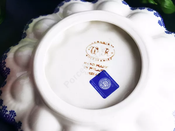 Półmisek do jaj 22 cm z uchwytem Bolesławiec - Kwiatowy Ogród