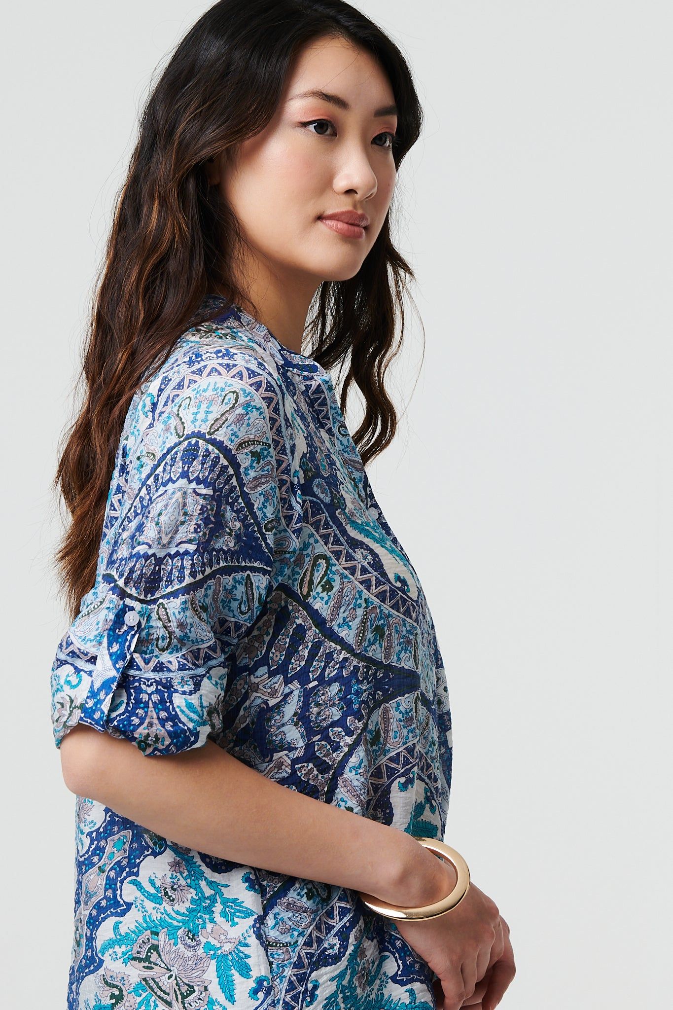 Izabel London Paisley Long Sleeve Tunic Shirt