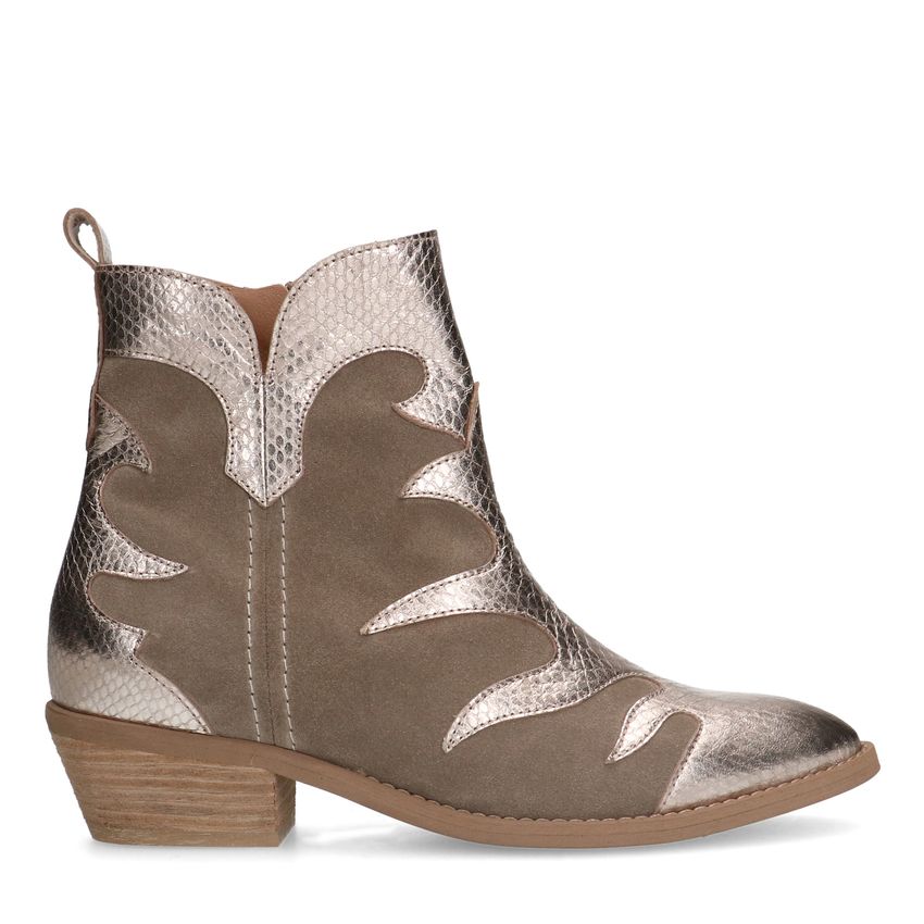 Manfield Taupe suède cowboylaarzen met metallic details