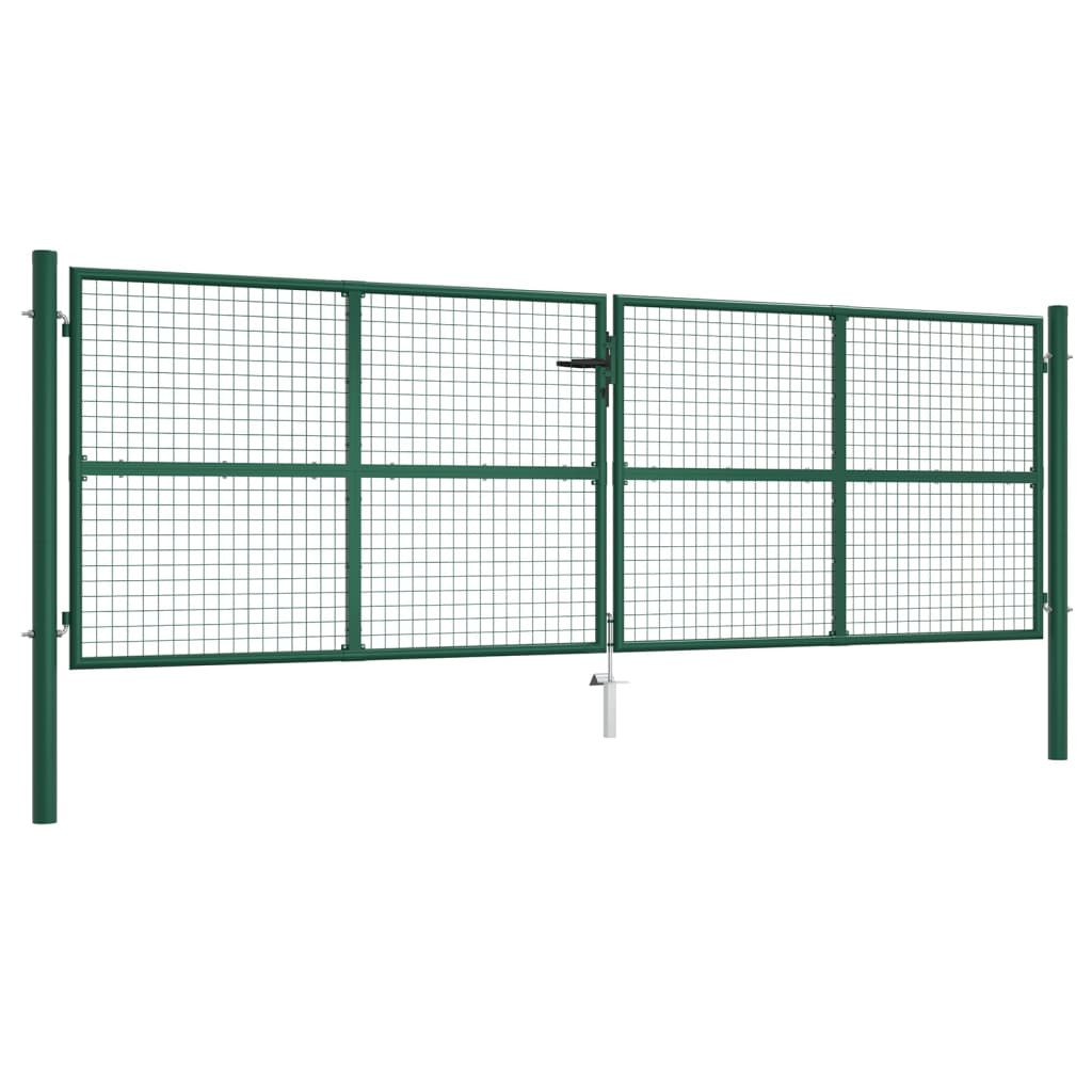 Furtka ogrodowa Zielony 390 x 125 cm Stal vidaXL