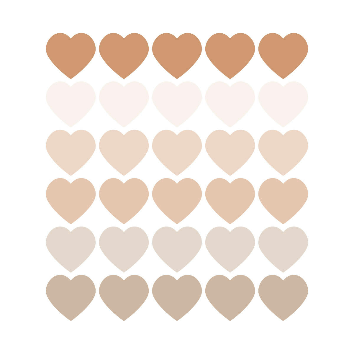HEARTS1 - Stickers mureaux en vinyle coeurs marron et beige