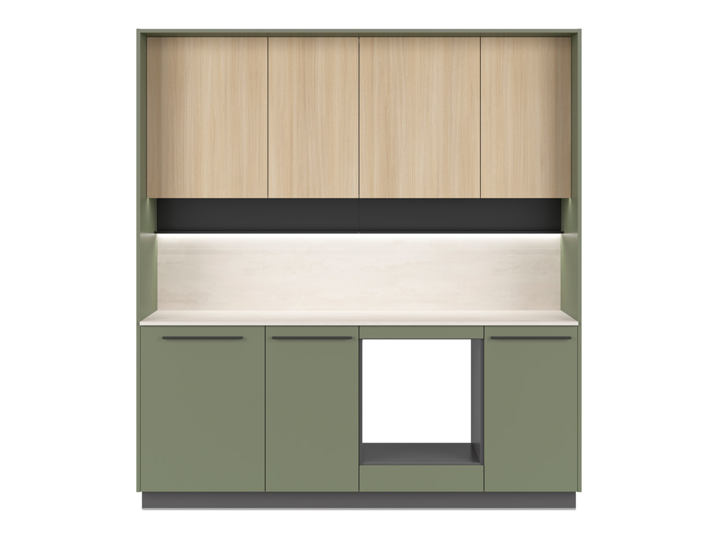 Komplet kuchenny Milino Small 210 cm z blatem zielony/dąb barbera piaskowy/beton jasny