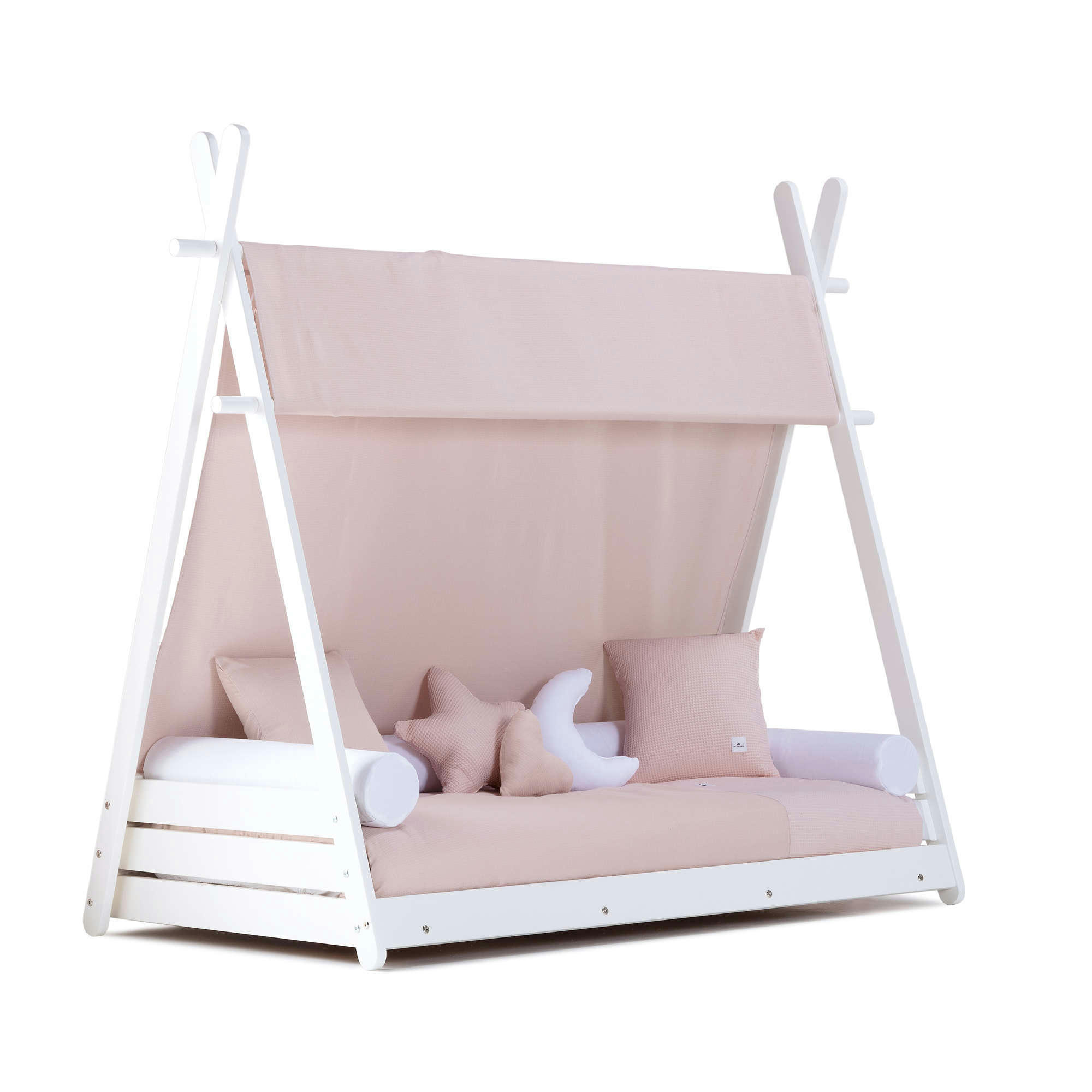 HOMY - Lit bébé Montessori en 70x140 cm avec textile en rose