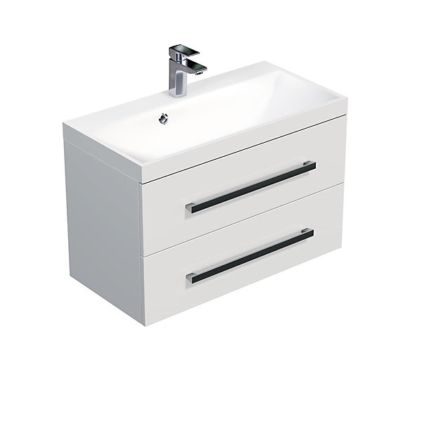 Meuble de salle de bain avec lavabo SAT Evolution 78x30x44,8 cm noyer mat (SATEVO80NAU2B)