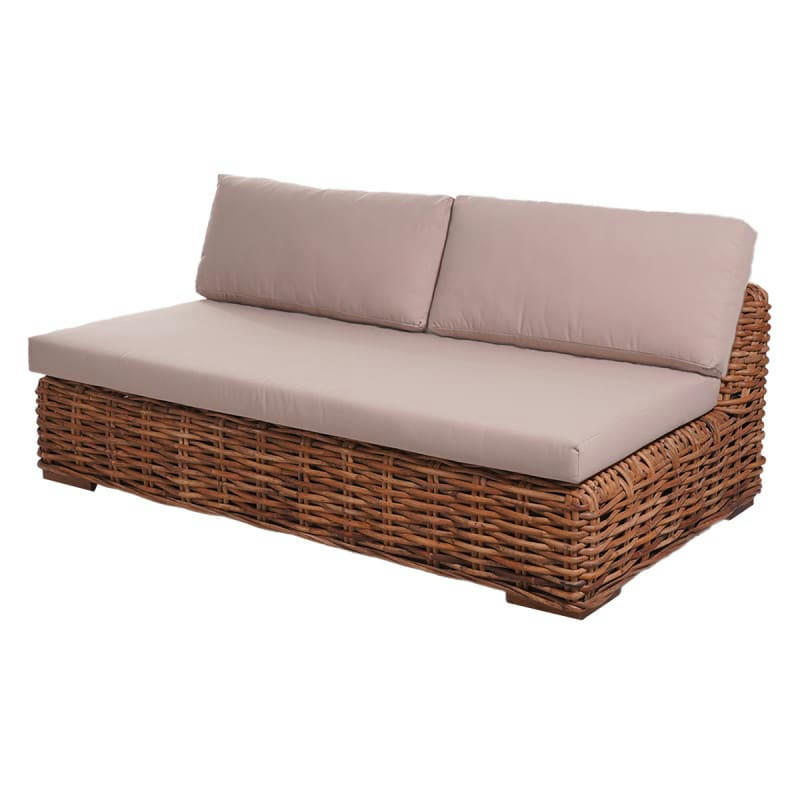 DROIT CAYENNE - Canapé 3 places en rotin tressé marron