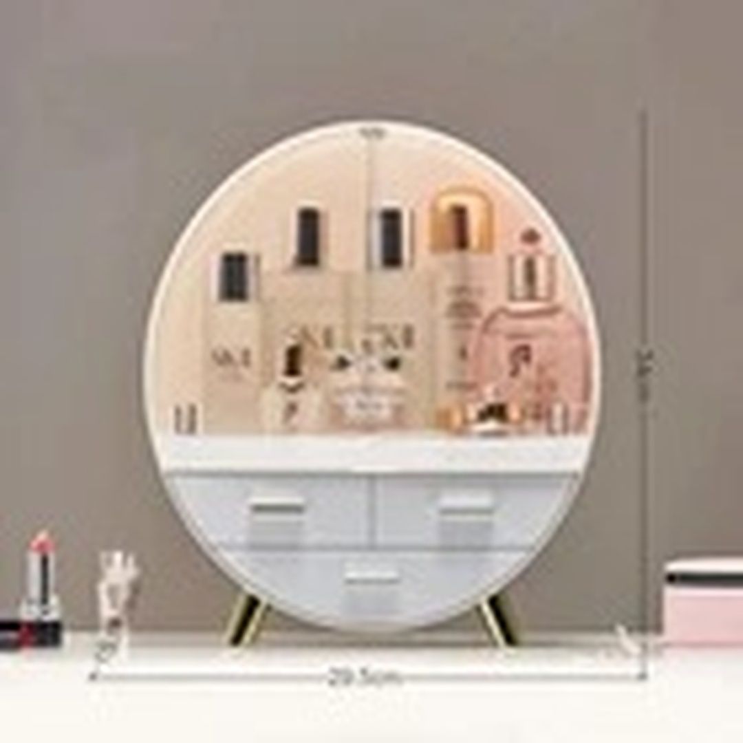 Havendro Cosmetic Organiser Makeup 2 Drawer Round Desktop Box