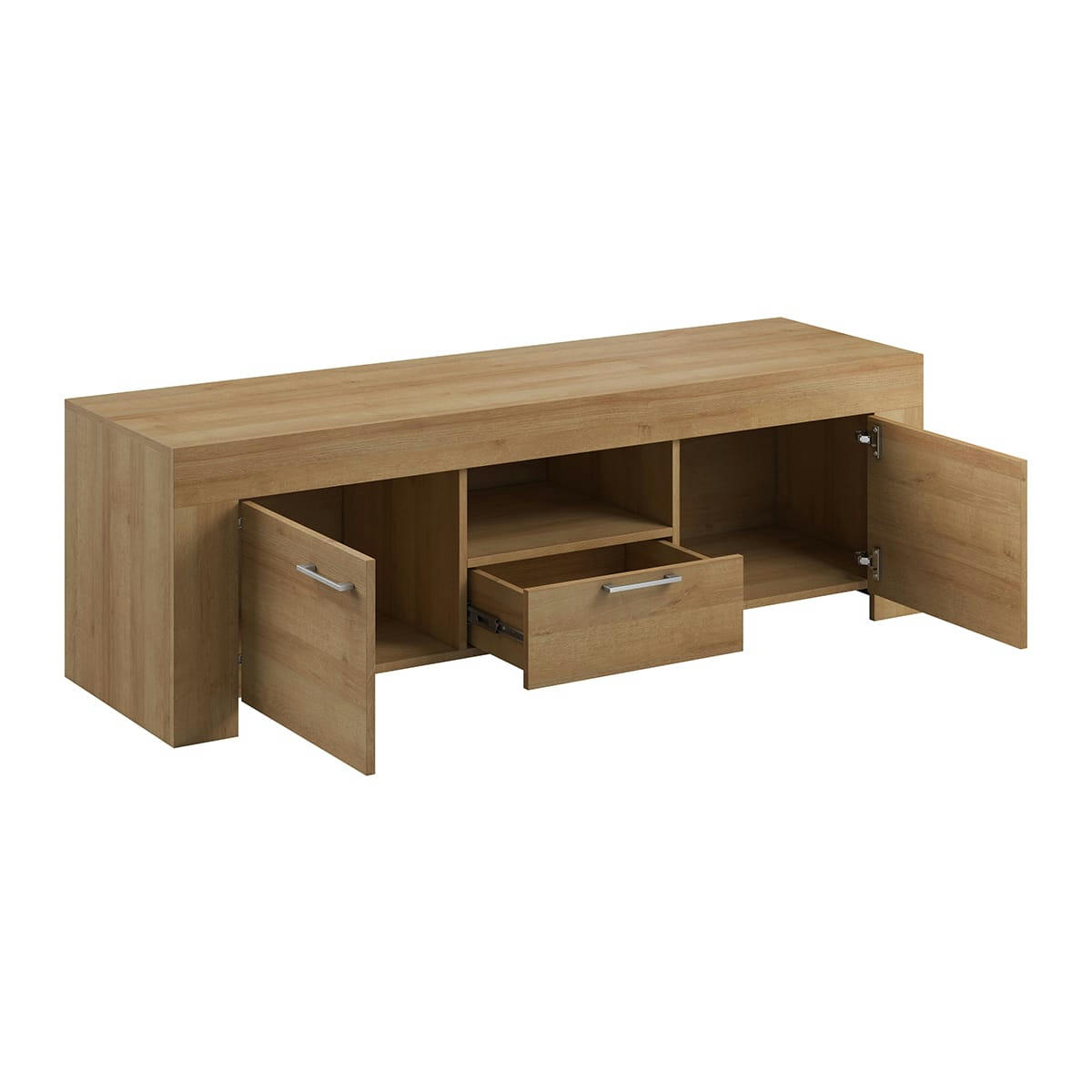 - Meuble tv 155 cm et étagère murale naturel