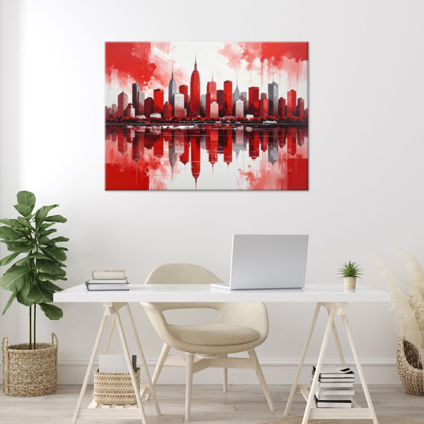 Obraz do salonu sypialni biura, Czerwone Miasto Budynki imitacja 30x20